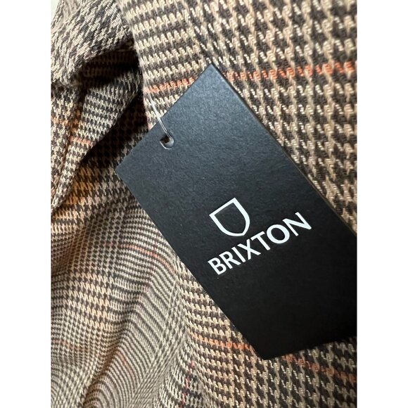 Brixton Plaid Bomber Jacket XL Men's Cotton & Polyester Brown & Tan - Picture 6 of 6